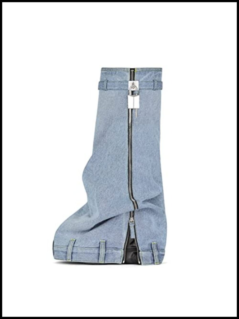 MissHeel Denim Fold Over Padlock Platform Knee High Boots Women